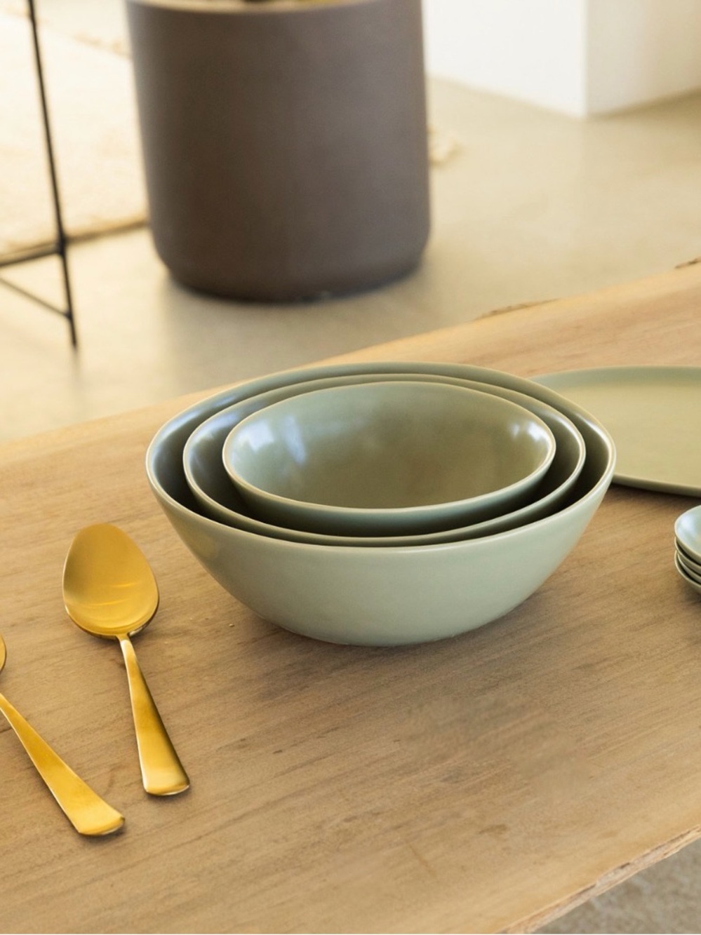 Fable Nested Serving Bowls Beachgrass Green Set of 3
